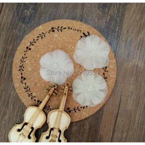 20 PCS/LOT Creamy White Sewing Organza Lace Applique Three Layers Flower Lace Patch