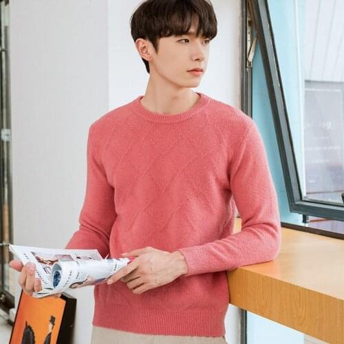 Autumn Winter Round Neck Diamond Flower Sweater Large Size Loose Bottoming Shirt New Solid Color Hedging Mens Casual Sweater