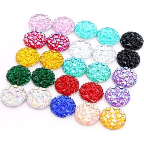 New Fashion 40pcs 12mm Mix Colors Flat back Resin Cabochons Cameo