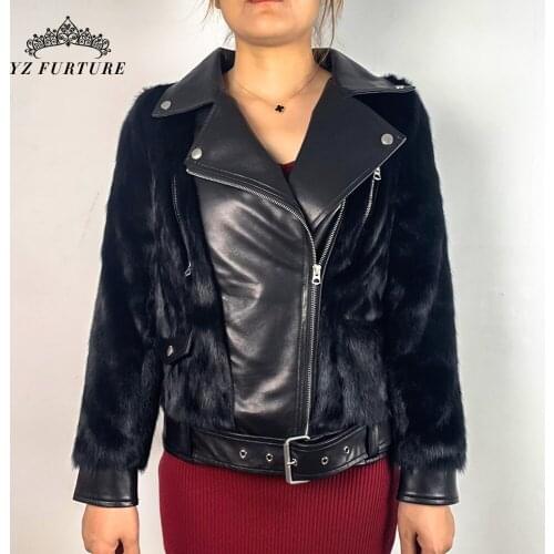 Fall Winter Fashion Women Real Mink Fur Jacket With Double-faced Fur Sheepskin Soft Natural Leather Mink Coats 2021 High Street