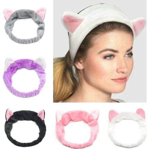 Cute Cat Ear Headbands for Washing Makeup Scrunchies Hairbands Headwear Women girls Headwraps Hair Bands Girls Hair Accessories