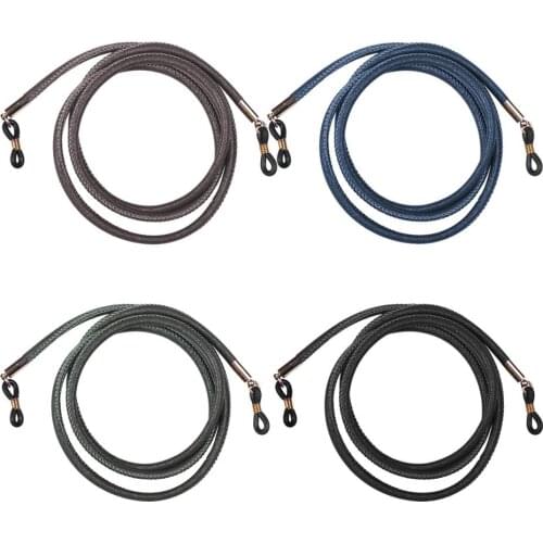 4 Eyeglass Chains PU Leather Keeper Strap Glasses Anti Slip Holder Cords Adjustable Silicone Loop Lanyards Eyewear Retainer Rope