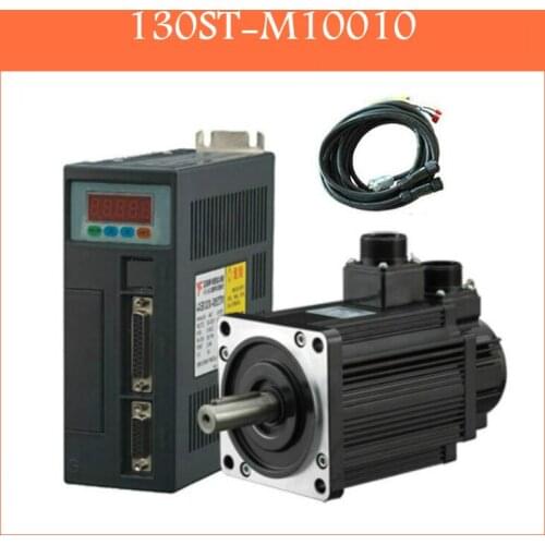 130ST-M10010 220V 1KW AC Servo motor 1000W 1000RPM 10N.M. Single-Phase ac drive permanent magnet Matched Driver AASD-15A