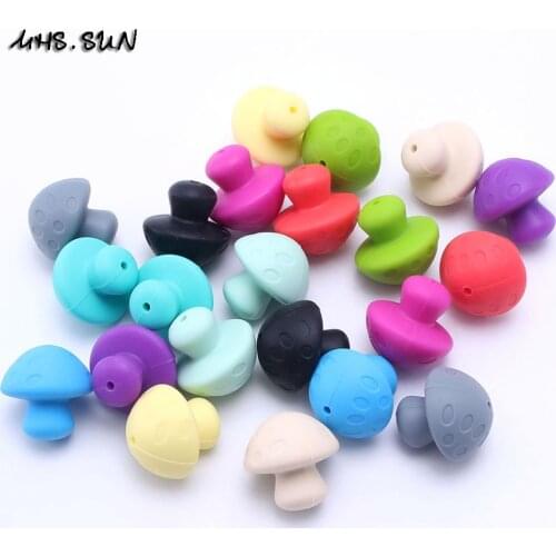 MHS.SUN Mushroom shape silicone beads food grade soft chewable beads mixed for baby nurse teethers jewelry or toy finding SL0029