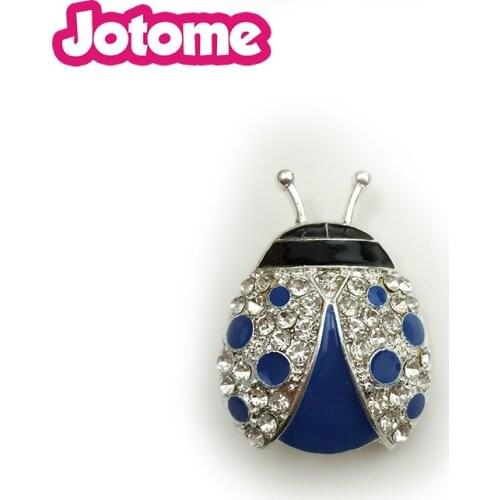 Rhinestone enamel blue Ladybug Betttle Insect Brooch beetle pin Brooch
