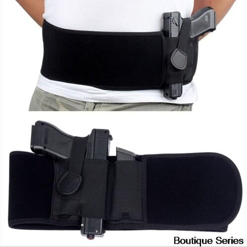 Tactical Elastic Concealed Carry Belly Band Waist Pistol Gun Holster Pouch New