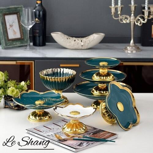 Thick Ceramic Metal Fruit Plates Dish Vegetable Salad Storage Container Dinnerware Dessert Snacks Serving Tray Bowl Dinner