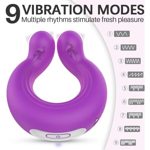 Couple Vibrator for Penis & Clit Stimulation Sex Toys Cock Ring with 9 Powerful Vibrations Wireless Remote Rechargeable Massager