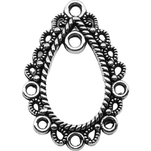 WYSIWYG 10pcs 18x25mm Jewelry Findings Handmade Craft Porous Earring Connector Charms Antique Silver Color