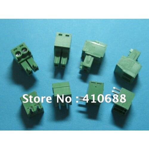 10 Pcs Pitch 3.5mm Angle 2way/pin Screw Terminal Block Connector Green Color T Pluggable Type