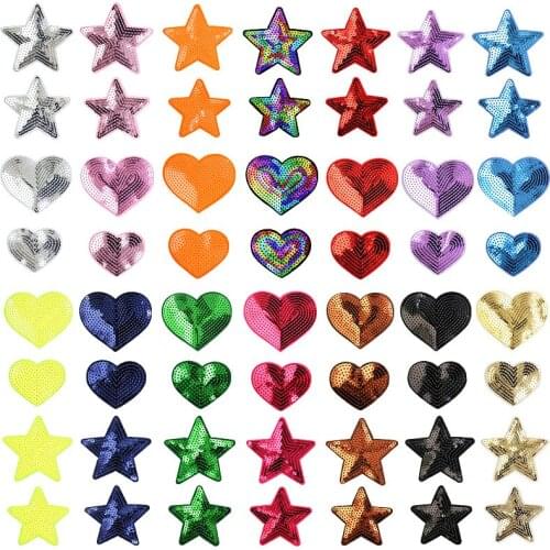 100pcs/lot Embroidery Patch Fashion Sequin Love Star Gold Silver Clothing Decoration Sewing Accessory Diy Iron Applique