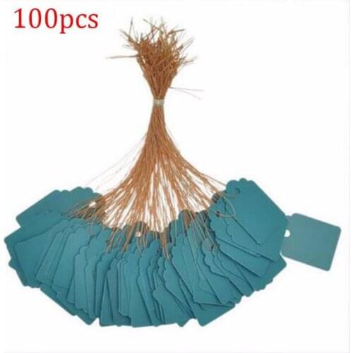 100Pcs New PVC Waterproof Strip Line Blue Label Mini Gift Bag Scrapbook Card Label Clothing