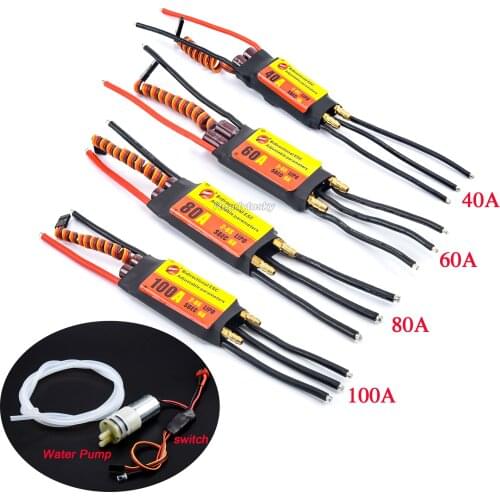 40A 60A 80A 100A Bidirectional Adjustable water-Cooled Brushless ESC Water Pump for RC Plain Ship Boat Car Underwater Propeller