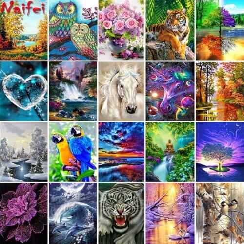 5D Diy Diamond Painting Cross Stitch Kits Diamond Mosaic Embroidery Landscape animals flower 3d Painting round square drill gif