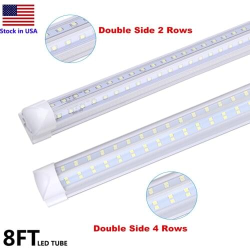 8ft Double Side 4 Rows 120W LED Tube Light Shop Light V-shaped Integrate T8 LED Tube integrated Cooler Door Stock In US