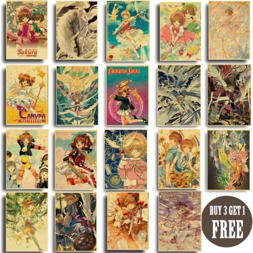 Anime Retror Cardcaptor Sakura Poster Home Decal Art Painting Funny Wall Sticker for Coffee House Bar