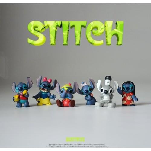 Free shipping Disney 6pcs/set Cute Lilo And Stitch Figure Toys Stitch Dress Up Collectible Model Model Doll Figurine Collection