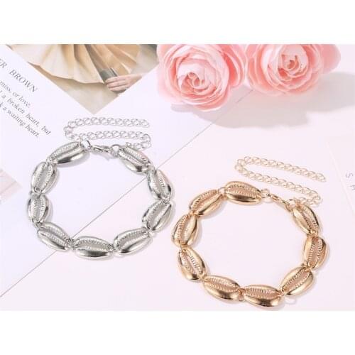 Bohemian Gold Silver Color Metal Shell Anklet Female Foot Jewelry Summer Beach Barefoot Bracelet Ankle Ankle Strap