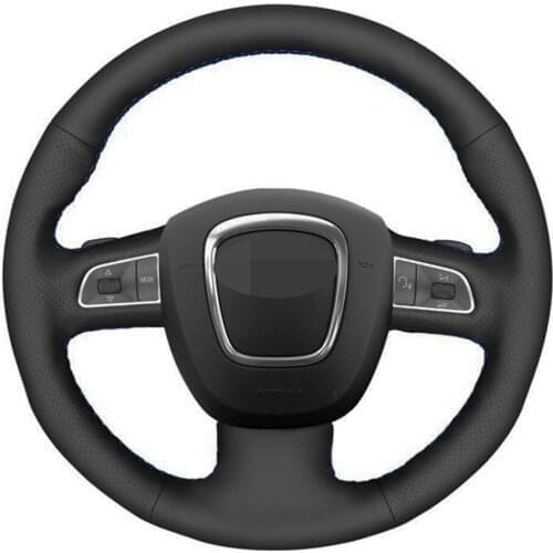 Car Steering Wheel Cover DIY Black Genuine Leather For Audi A3 8P Sportback A4 B8 Avant A5 8T A6 C6 A8 D3 Q7 8R Q5 4L S4 S3