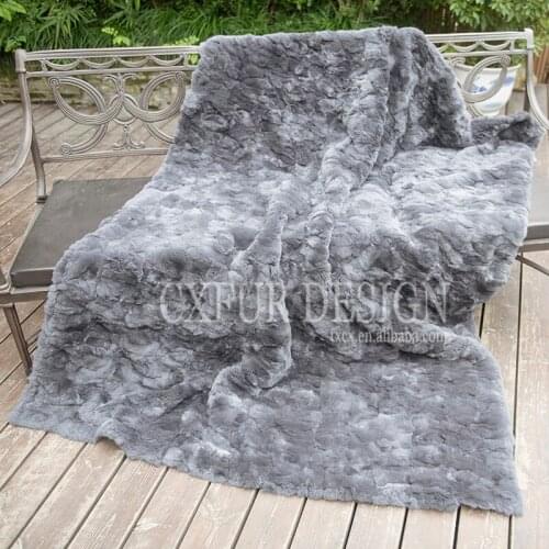 CX-D-65B Luxurious Design American Fashion Genuine Rex Rabbit Fur Rugs and Carpets Blanket