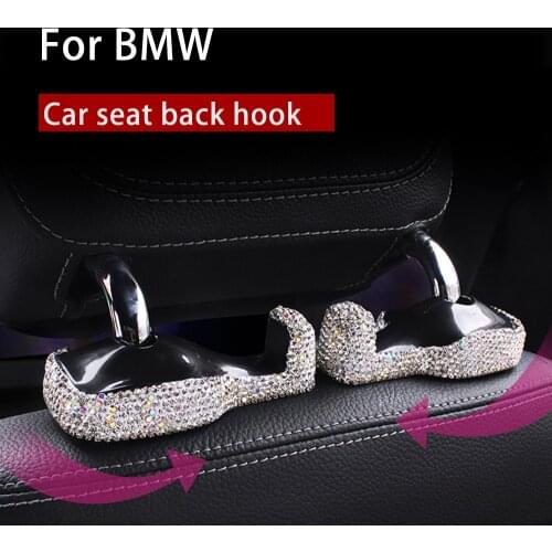 For BMW Headrest Rear Seat Hook Seat Hook Car Handbag Shopping Bag Bracket Inlaid diamond Seat hook Car Accessories 2Pcs