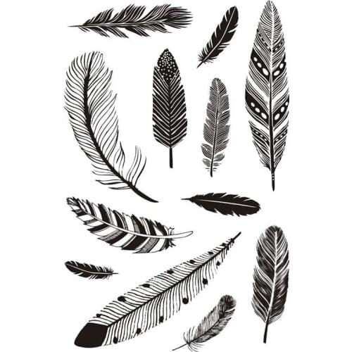 Eno Greeting Scrapbooking Stamps Clear 12 Feather Stamps Background Journal Planner Stamps