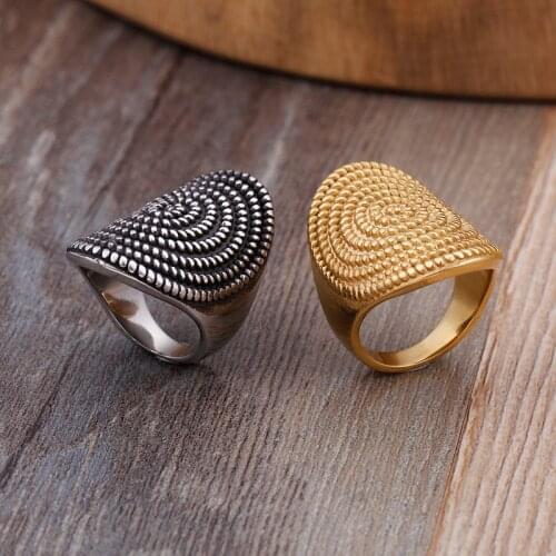 European and American personality retro round spot ring mens punk jewelry