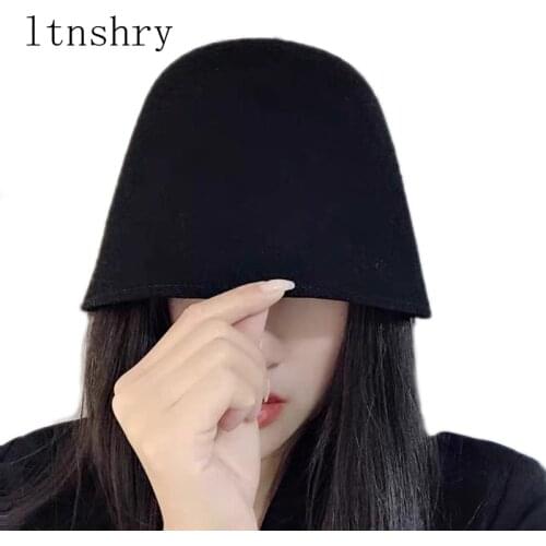 Autumn Winter Fashion Women Pure 100%Wool Fedoras Bucket Cap Visor Folding Fishing Bucket Hat High Quality Fashion Felt Hat