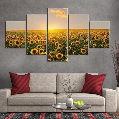 Canvas Wall Art Painting Sunset flower Art Print Poster Wall Decoration Home Decor 5 Panel Picture
