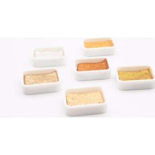 Kuretake Paint GANSAI TAMBI Starry Colors Solid Watercolor Paint Mini Set Original Metallic Gold Paints Japan