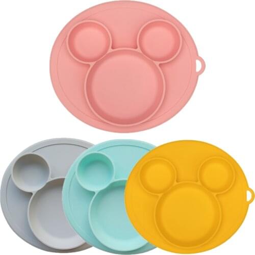 Silicon Plate Tray Suction Kids Baby Tableware Set Kids Plate Chilldren Dishes Feeding Plate Kids Bowl Plates