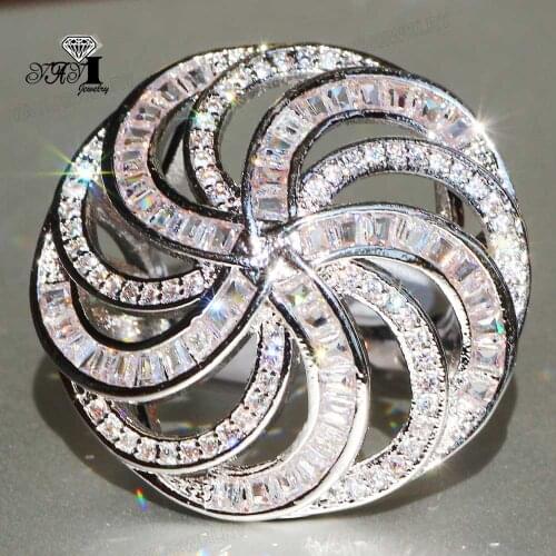 YaYI Fine Jewelry Fashion Princess Claw Set Cut White Cubic Zirconia Silver Color Engagement Wedding Party Leaves Gift Rings