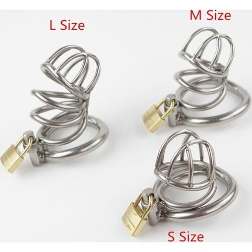 Stainless Steel Male Chastity Device with 40/45/50mm Penis Ring Cock Lock Cock Cage Penis Cage Chastity Belt Sex Toys for Men