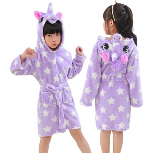2021 Girls New Fashion Kigurumi Bathrobe Unicorn Bathrobes Pyjamas Kids Flannel Soft Warm Winter Towel Bath Robes for Girls