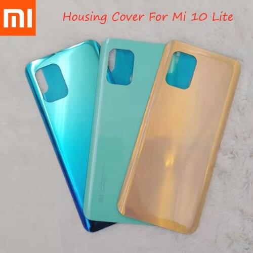 Xiaomi Mi 10 Lite Original Glass Back Battery Cover Panel Rear Housing Case Replacement Parts For Mi10 Lite With Adhesive & Logo