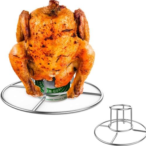 Chicken Grill Stand Stainless Steel BBQ Roasting Holder Beer Can Chicken Rack for Indoor Outdoor Camping Picnic Grill Accessory