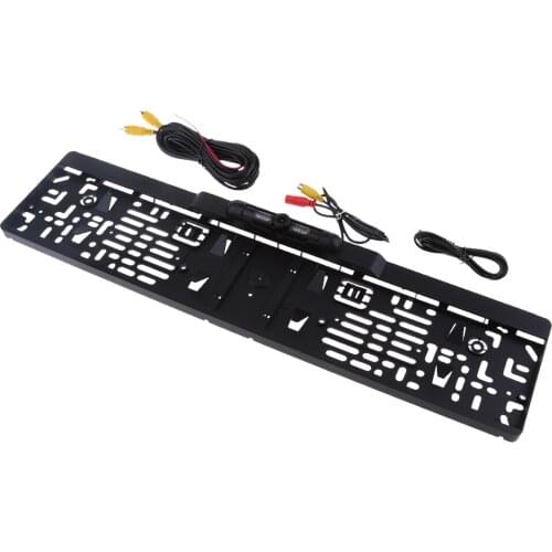 EU License Frame Backup Camera, 170 Degree Rearview Camera, Night Vision, 4 LED Lights