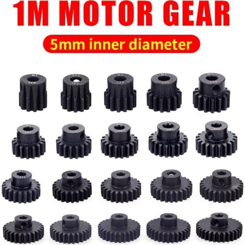 M1 5mm 11T 12T 14T 15T 17t 18t 20T 21t 22T 24T 25T 26T 28T 30T Black steel metal Pinion Motor Gear For 1/10 Rc Model Car Motor