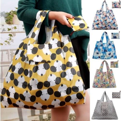 Cute Lady Foldable Recycle Bag Eco Reusable Shopping Bag Fruit Vegetable Grocery Bags Organization