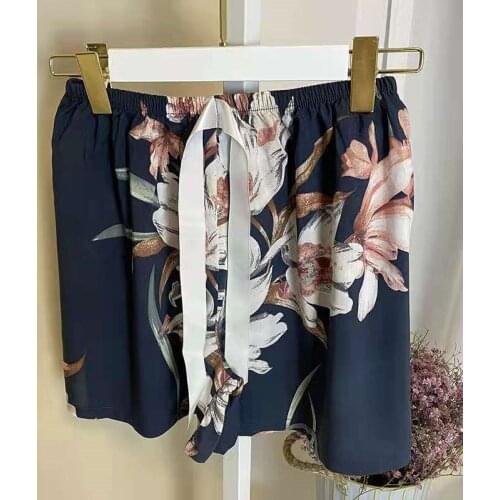 Sweatpants WomenS Summer Fashion Small Floral Bow Loose Large Size Shorts Rayon Silk Casual Ladies Stretch Waist Beach Shorts