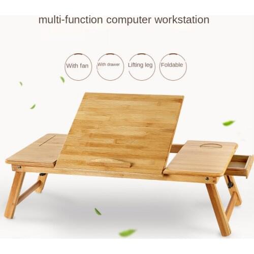 Simple portable bamboo notebook computer desk adjustable tablet laptop bed table bedroom solid wood folding study desk SP145