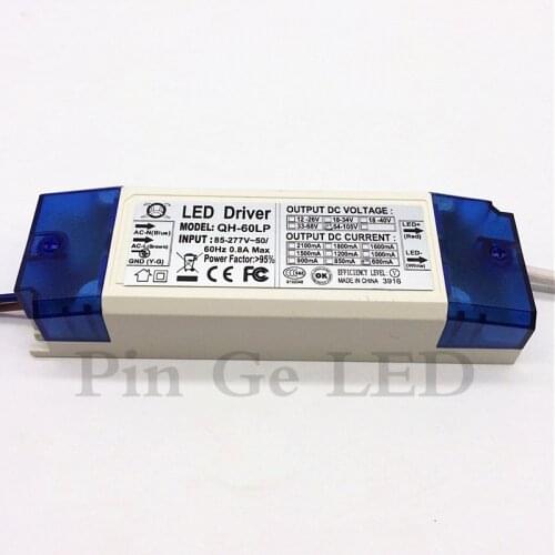 40W 50W 60W LED Driver 18-30x3W 600mA DC54-105V High Power LED Powr Supply For Floodlight