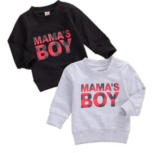 Baby Boys Long Sleeve Sweatshirts Boy Round Neck Letter Printed Casual Pullover Shirt Toddler Tops