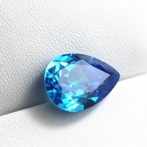 Dark sea blue tourmaline pear shape brilliant cut faceted sea blue beads loose stone sky blue stones for DIY jewelry making