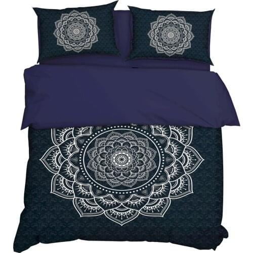 YuXiu 3D Modern Flower Printing Duvet Covers 3Pieces Sets Blue Bedding Set Bed Linen Cover Pillowcase King Queen Full Single