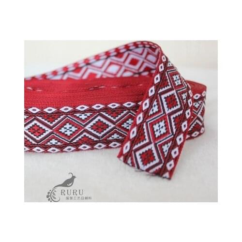 Zakka 3.2cm 10yard/lot Ethnic embroidery Ribbon DIY crafts accessories lace woven jacquard ribbon trim sewing tape wedding