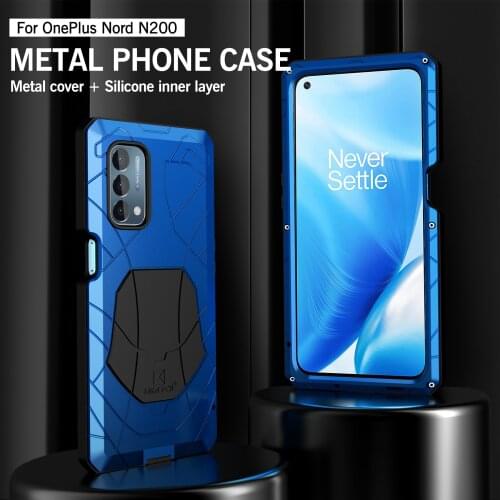 Phone Case For OnePlus Nord N200 5G With Screen Protector Heavy Duty Protection Metal Aluminum Shockproof Covers