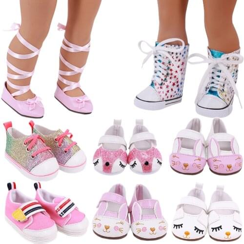 Cute Doll Shoes Bunny/Kitty Ballet Shoes Fit 18 Inch American Doll Girls & 43 Cm New Baby Reborn,Generation Clothes Accessories