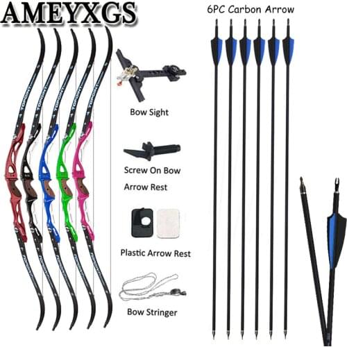 1Set Archery 68inch Recurve Bows 18-44lbs Sports Bow Hunting Bow Target Practice Bow With Carbon Arrows For Shooting Accessories