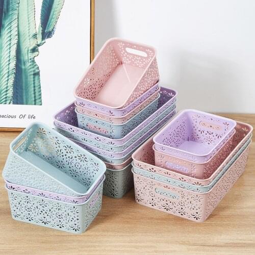 2020 New Storage Baskets Plastic Cosmetics Storage Box Hollow Drawer Desk Storage Rack Desktop Skin Care Storage Box
